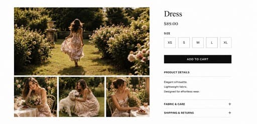 A product page captured during the Atelier Aurelina store review.
